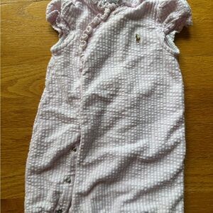 Ralph Lauren Pinn Baby Romper with Ruffle Trim